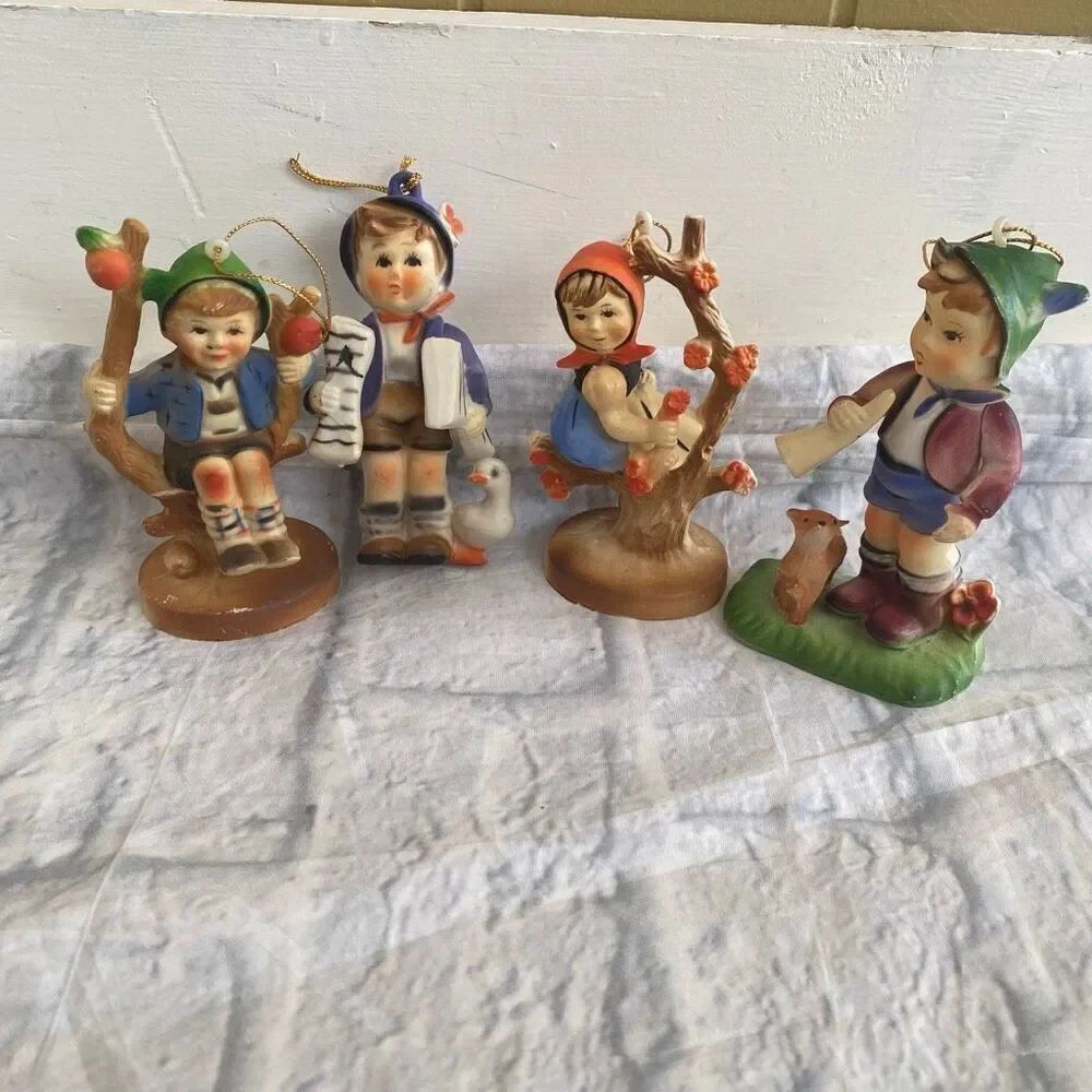 Christmas village tree 4” ornaments bundle of 4